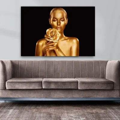 Tablou canvas pe panza femeie africana Golden Rose — miniatura 2