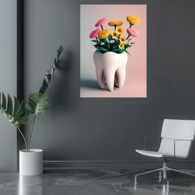 Tablou canvas Stomatologie Flori în dinți — miniatura 3