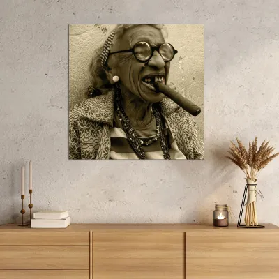 Tablou canvas Femeie cubaneza cu trabuc I — miniatura 4