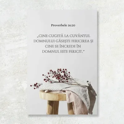 Tablou Canvas Versete biblice - Proverbele16:20
