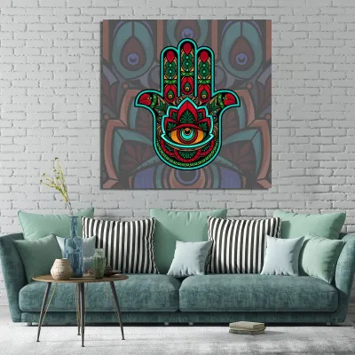 Tablou feng shui palma lui Fatima si ochiul lui Horus — miniatura 3