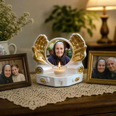 Candelă personalizată cu poza ta (în memoria celor dragi) mâini îngerești — miniatura 3