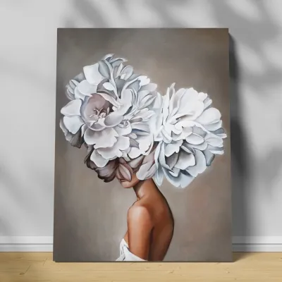 Tablou canvas fata cu bujori