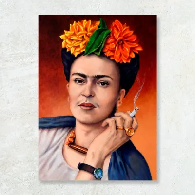 Tablou Frida Kahlo cu flori — miniatura 1