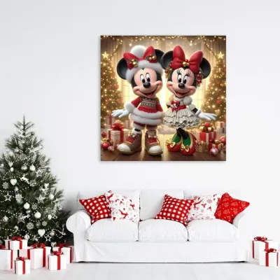 Tablou Canvas de Crăciun - Sărbători cu Minnie și Mickey — miniatura 2