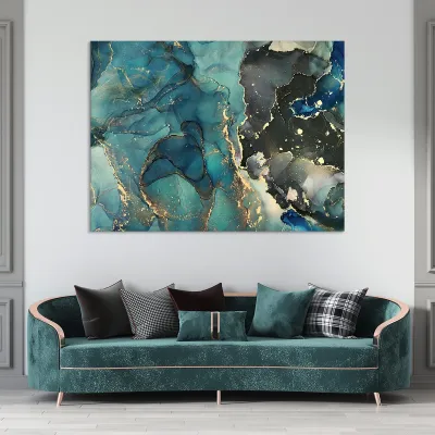 Tablou canvas turquoise and gold — miniatura 2