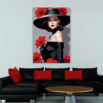 Tablou canvas Elegant women with flowers — miniatura 4