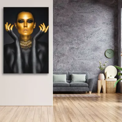 Tablou canvas pe panza femeie africana Golden Pride — miniatura 3