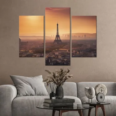 Tablou cu 3 piese Paris - 2 buc 30x50cm, 1 buc 30x70cm — miniatura 2