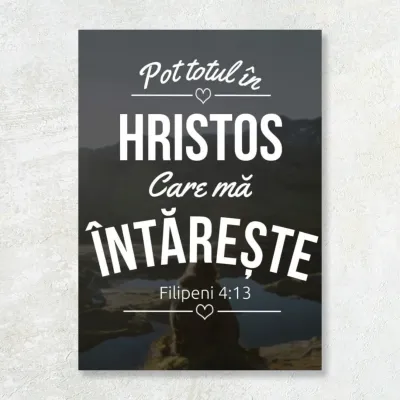 Tablou Canvas Versete biblice - Pot totul in Hristos