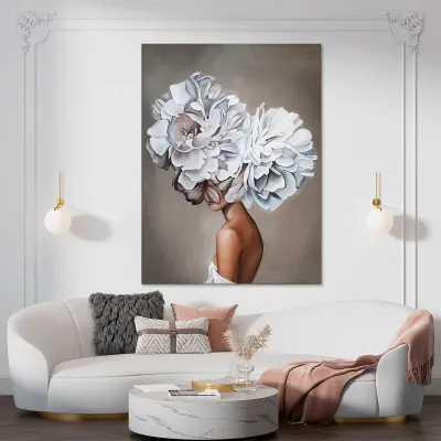 Tablou canvas fata cu bujori — miniatura 3