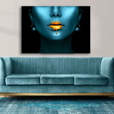 Tablou pe panza femeie africana Golden Lips — miniatura 3