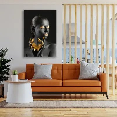 Tablou pe panza femeie africana Golden Glamour — miniatura 3