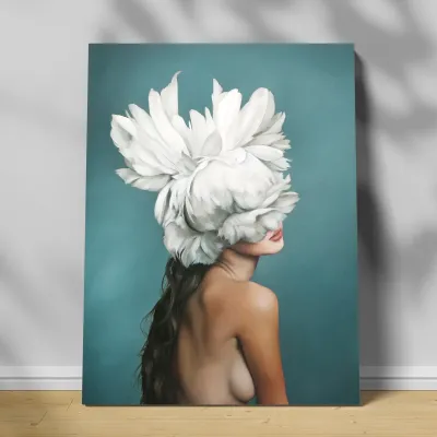 Tablou canvas turquoise flower portrait — miniatura 1