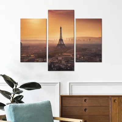 Tablou cu 3 piese Paris - 2 buc 30x50cm, 1 buc 30x70cm — miniatura 3