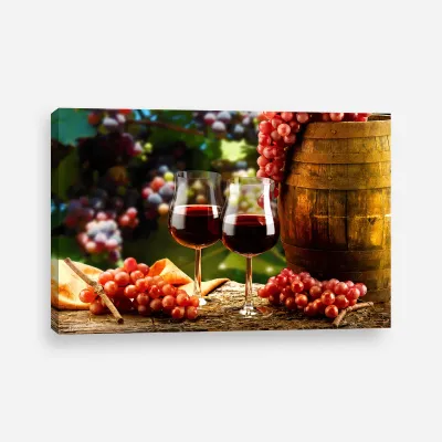 Tablou canvas pahare vin rosu