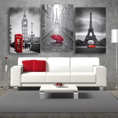 Set 3 piese tablouri canvas pe panza Travel