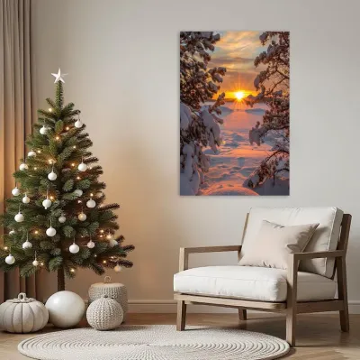Tablou Canvas de Crăciun – Apus de iarnă