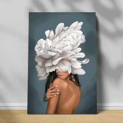 Tablou canvas decorativ fata cu flori