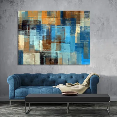Tablou canvas abstract blue brown — miniatura 2