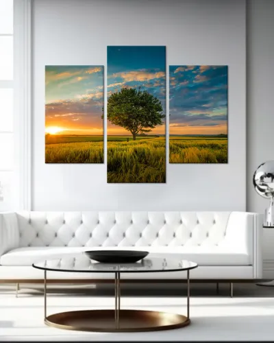 Tablou cu 3 piese Sunset Tree - 2 buc 30x50cm, 1 buc 50x70cm — miniatura 3