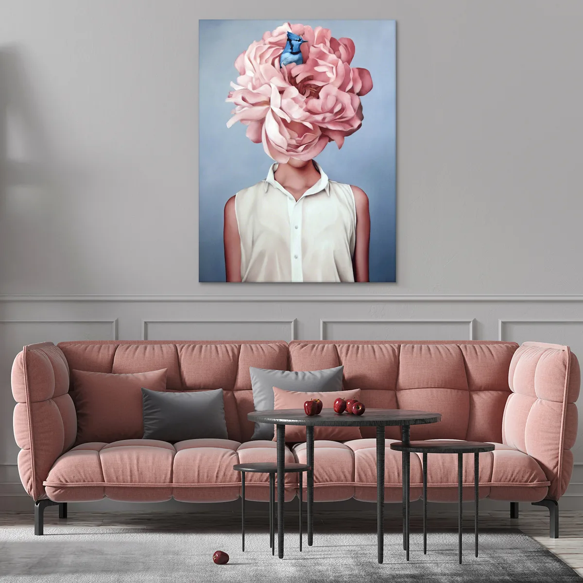 Tablou canvas pink flower portrait — imaginea 3