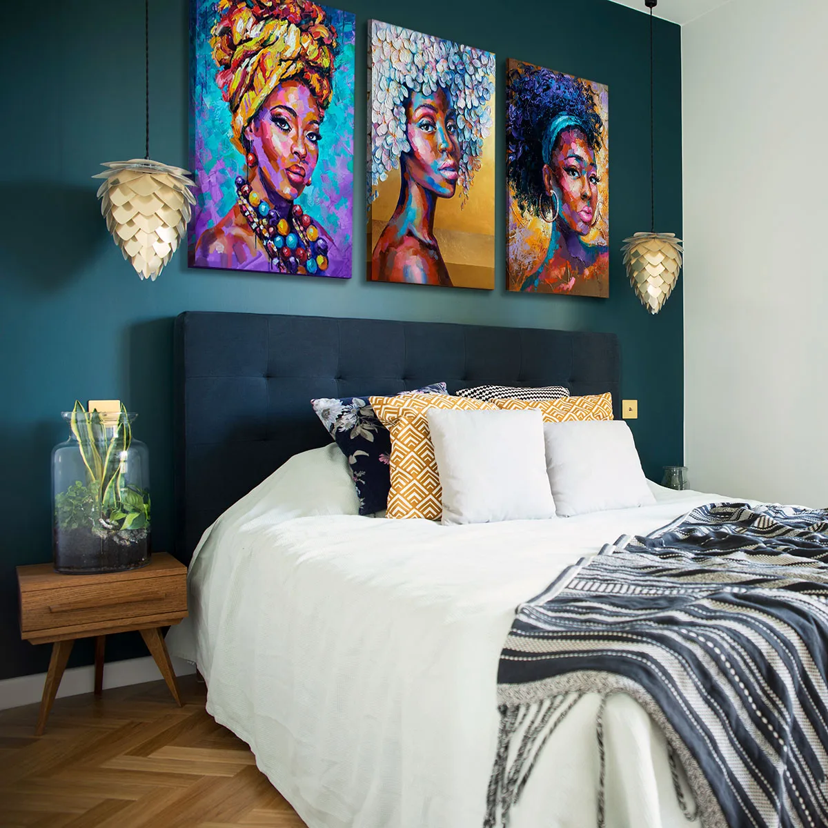 Set tablouri canvas femei africane 3 buc 50x70 — imaginea 4