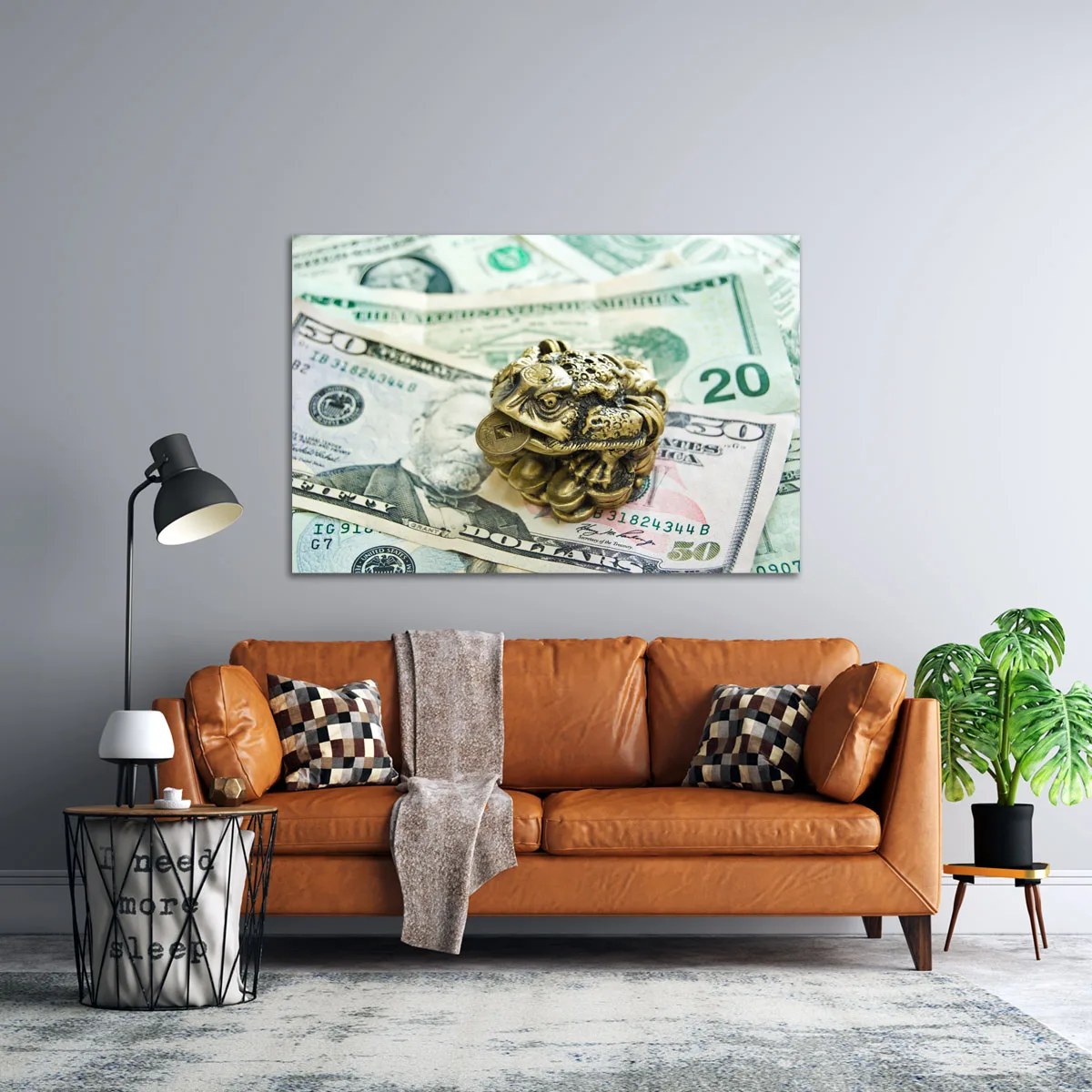 Tablou feng shui broasca raioasa pe pepite 70x100 cm — imaginea 3