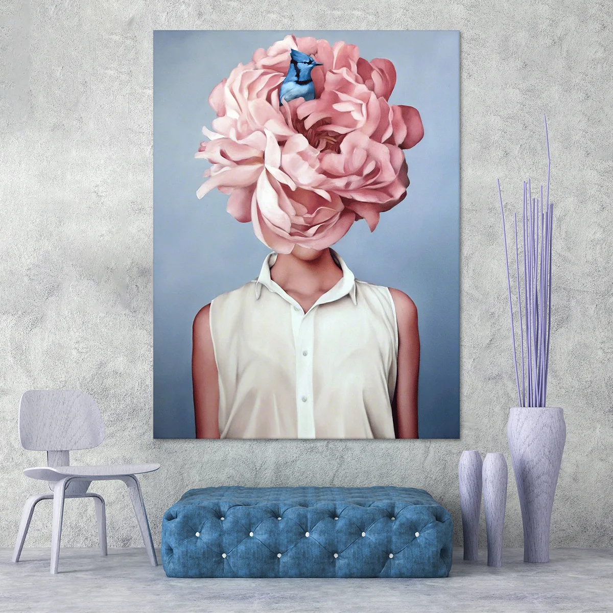 Tablou canvas pink flower portrait — imaginea 2
