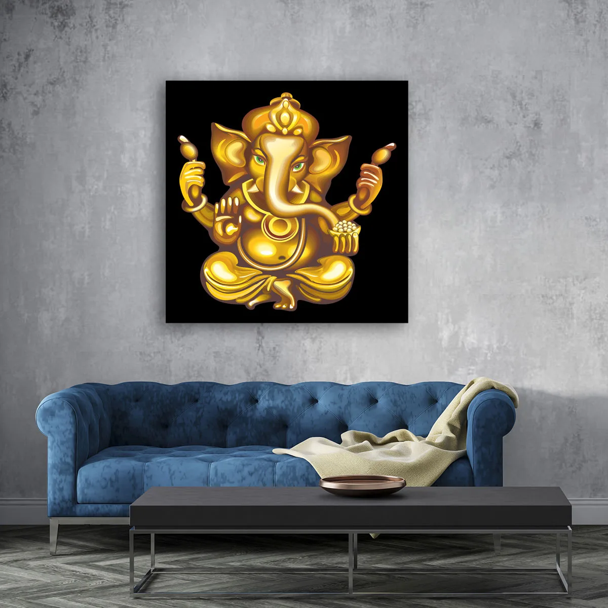 Tablou Feng Shui Ganesha Gold — imaginea 3