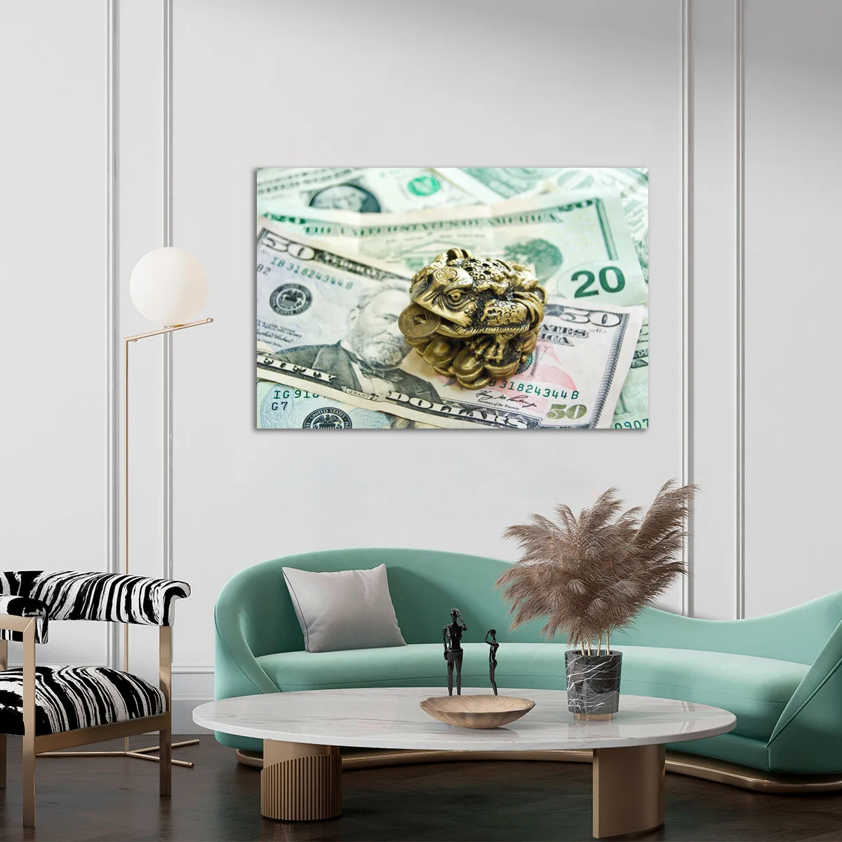 Tablou feng shui broasca raioasa pe pepite 70x100 cm — imaginea 4