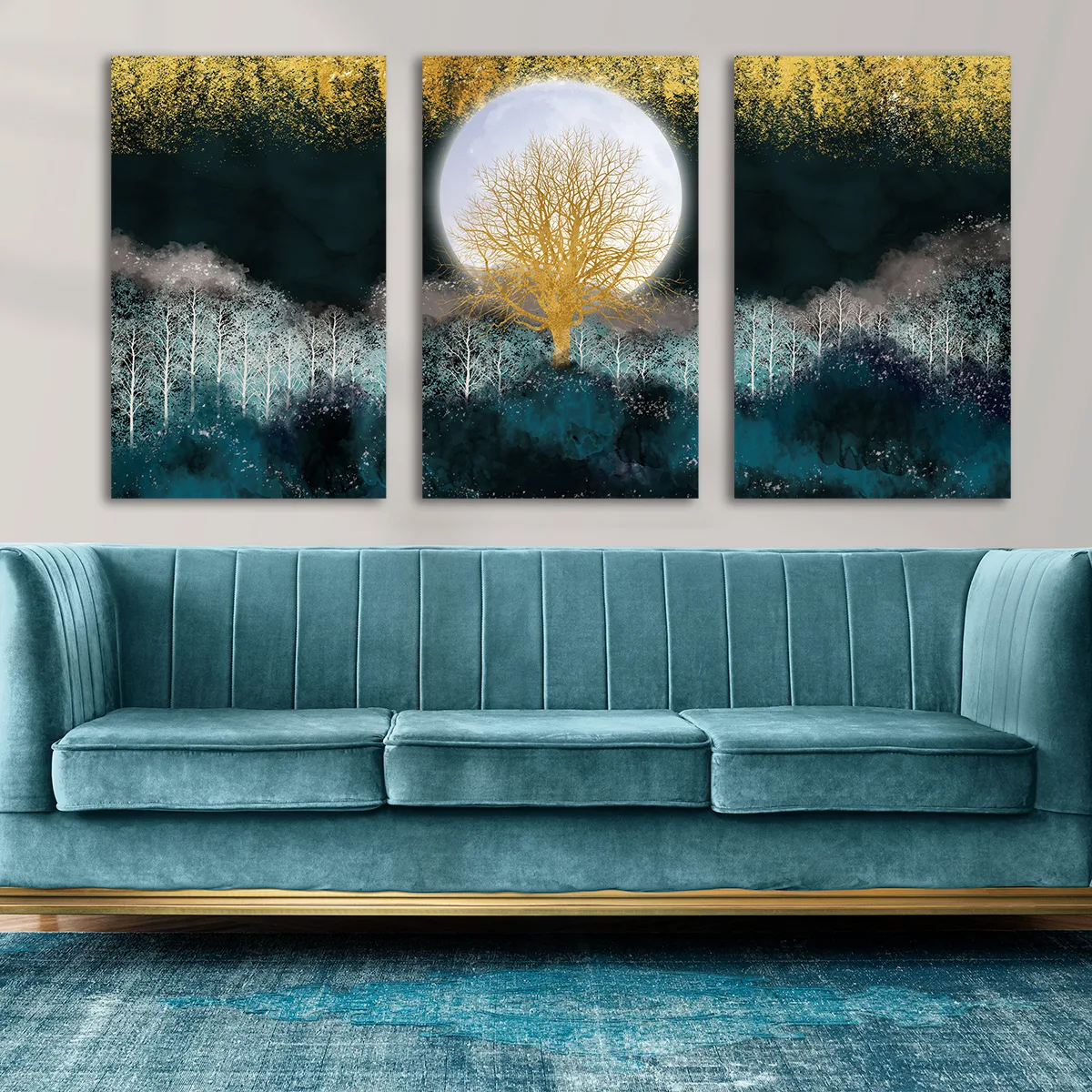 Set 3 tablouri Golden Tree
