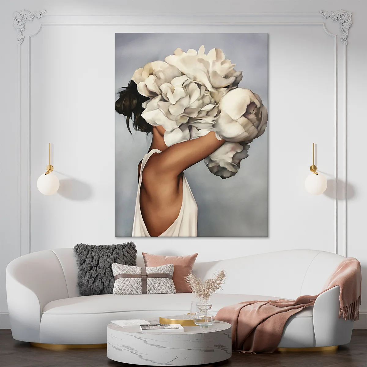 Tablou canvas woman bouquet of flowers — imaginea 2