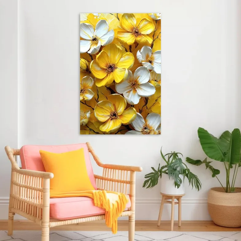 Tablou canvas Rapsodie in galben si alb — imaginea 2