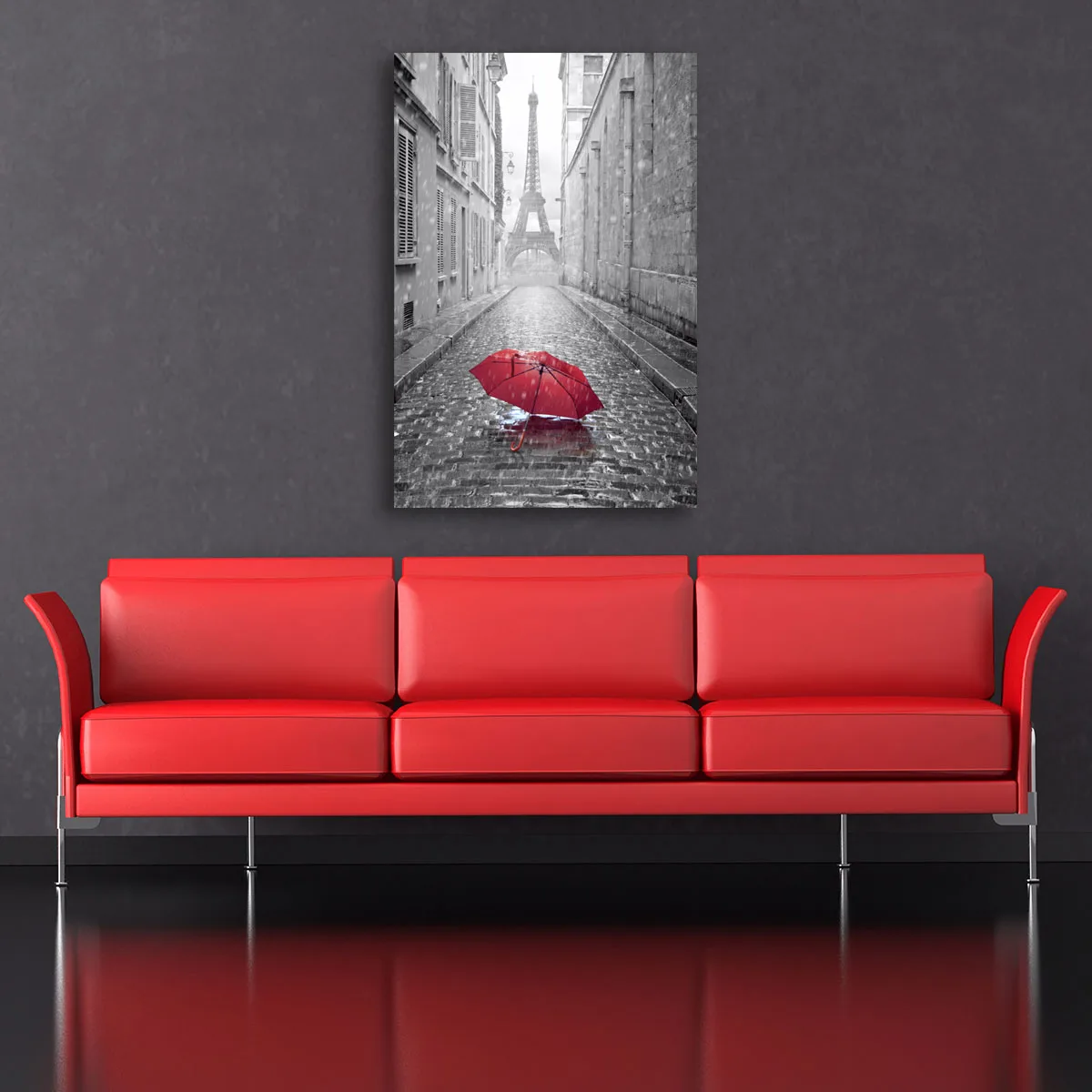 Tablou pe panza canvas umbrela rosie — imaginea 3