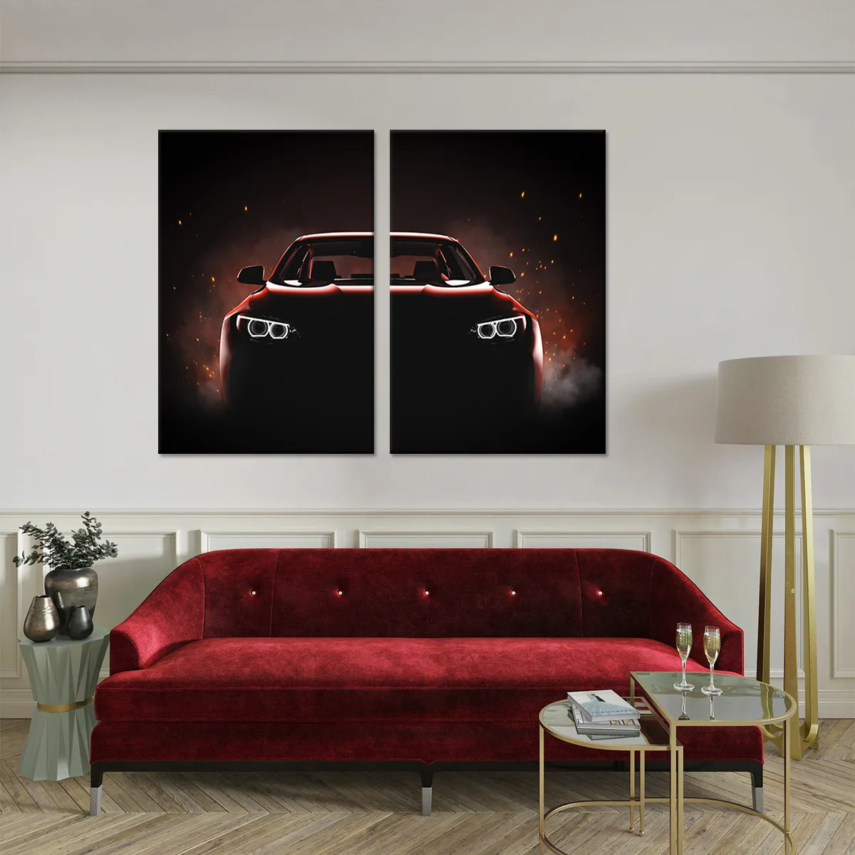 Tablou cu 2 piese Red Car 2 buc 40x60 cm — imaginea 2