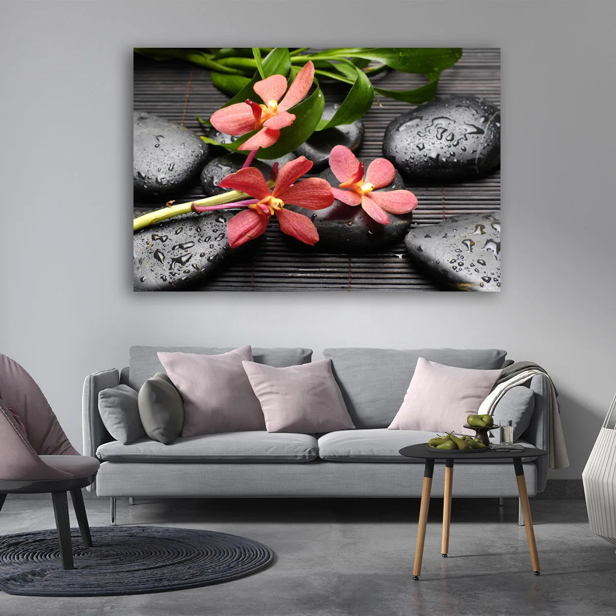 Tablou feng shui orhidee imperiala si pietre Zen — imaginea 3