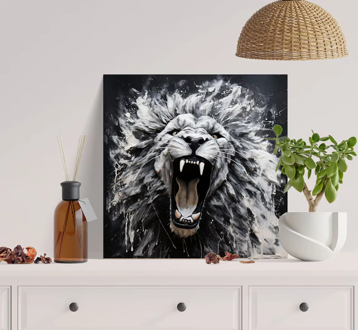 Tablou canvas pentru living sau birou, leu cu trasaturi puternice — imaginea 2