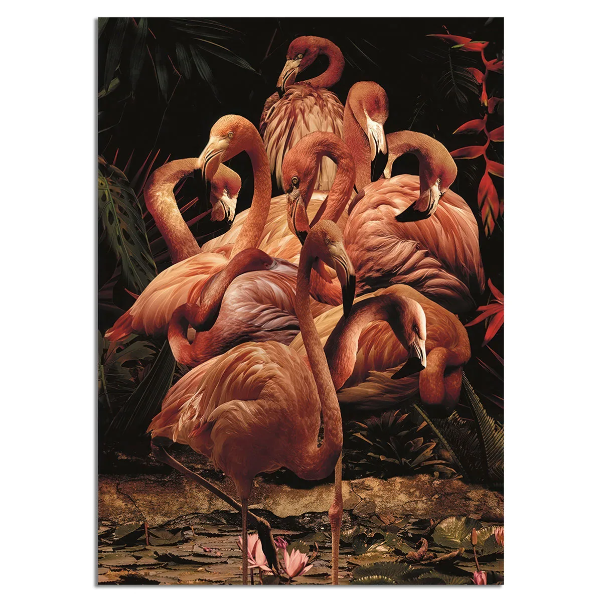 Tablou pe panza flamingo in ritm
