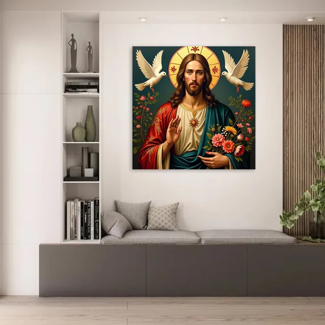 Tablou Canvas Mântuitorul cu Buchetul Sacru — imaginea 4