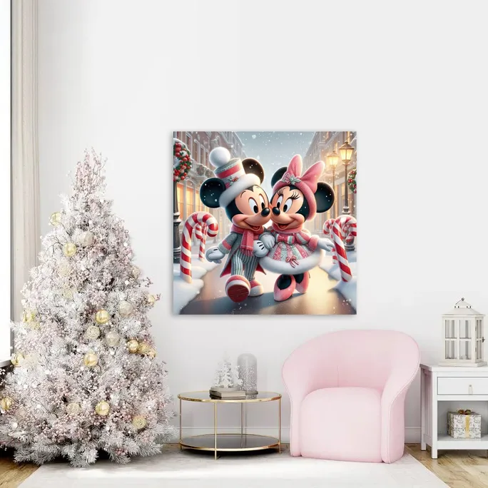 Tablou Canvas de Crăciun - Mickey și Minnie — imaginea 3