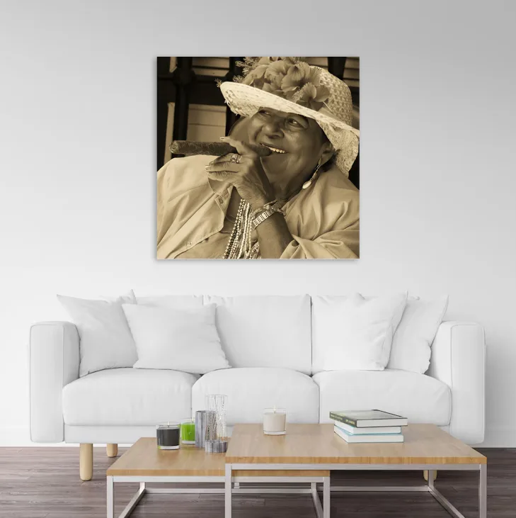 Tablou canvas Femeie cubaneza cu trabuc II — imaginea 4