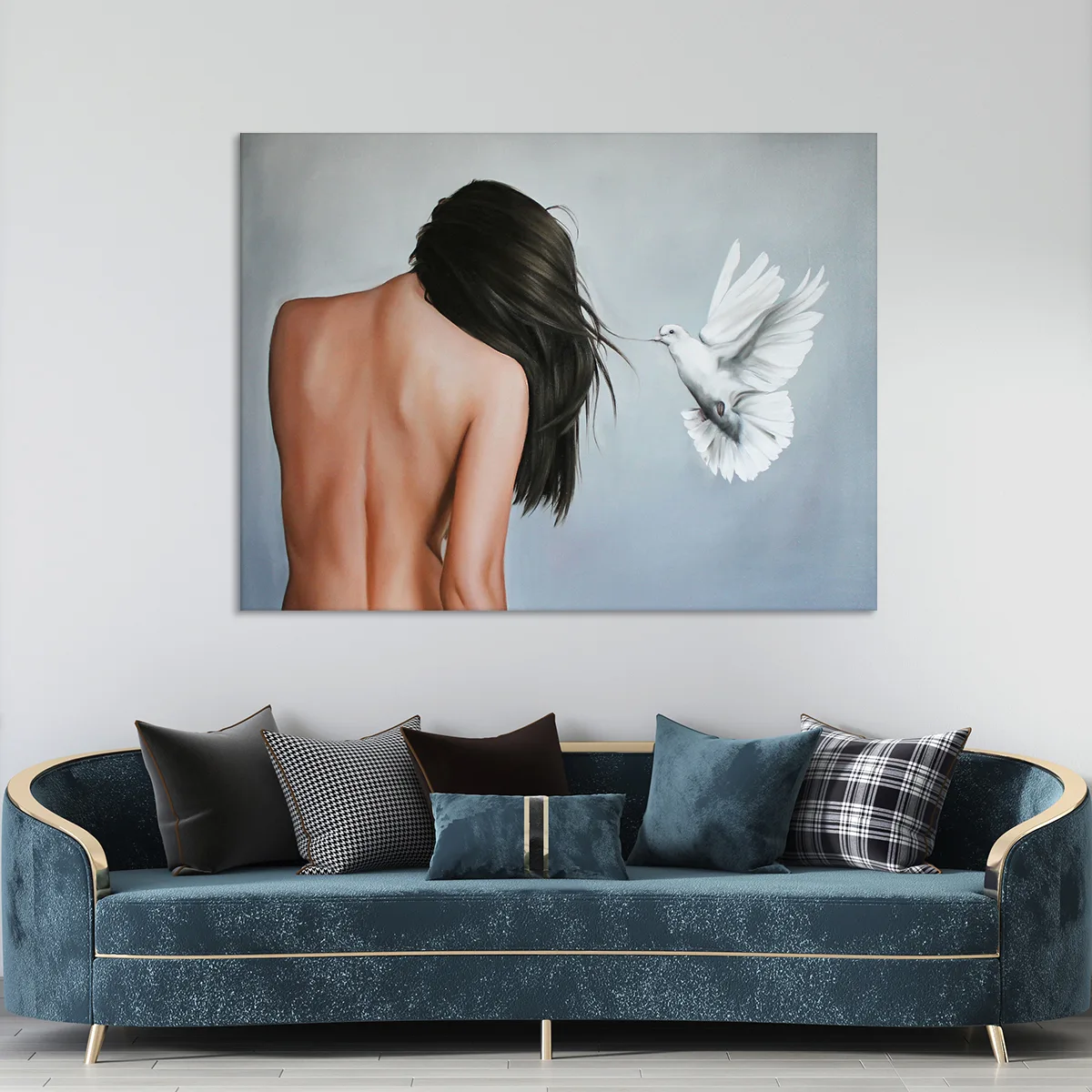 Tablou canvas pigeon woman — imaginea 3