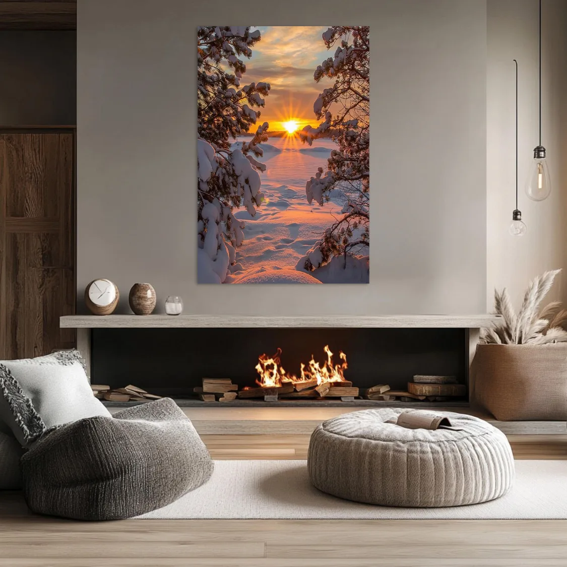 Tablou Canvas de Crăciun – Apus de iarnă — imaginea 3