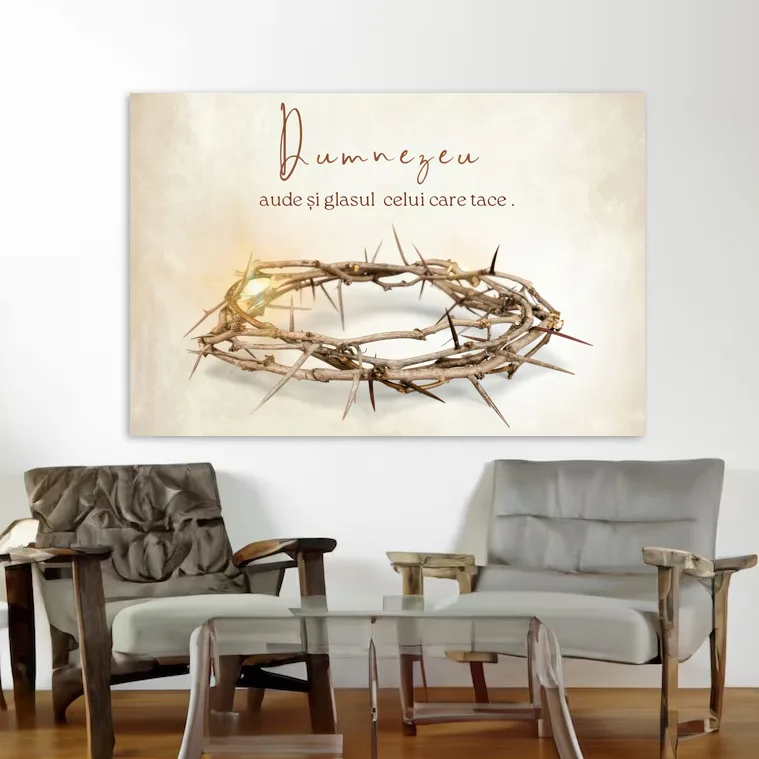 Tablou Canvas Versete biblice - Dumnezeu aude si glasul celu care tace — imaginea 2