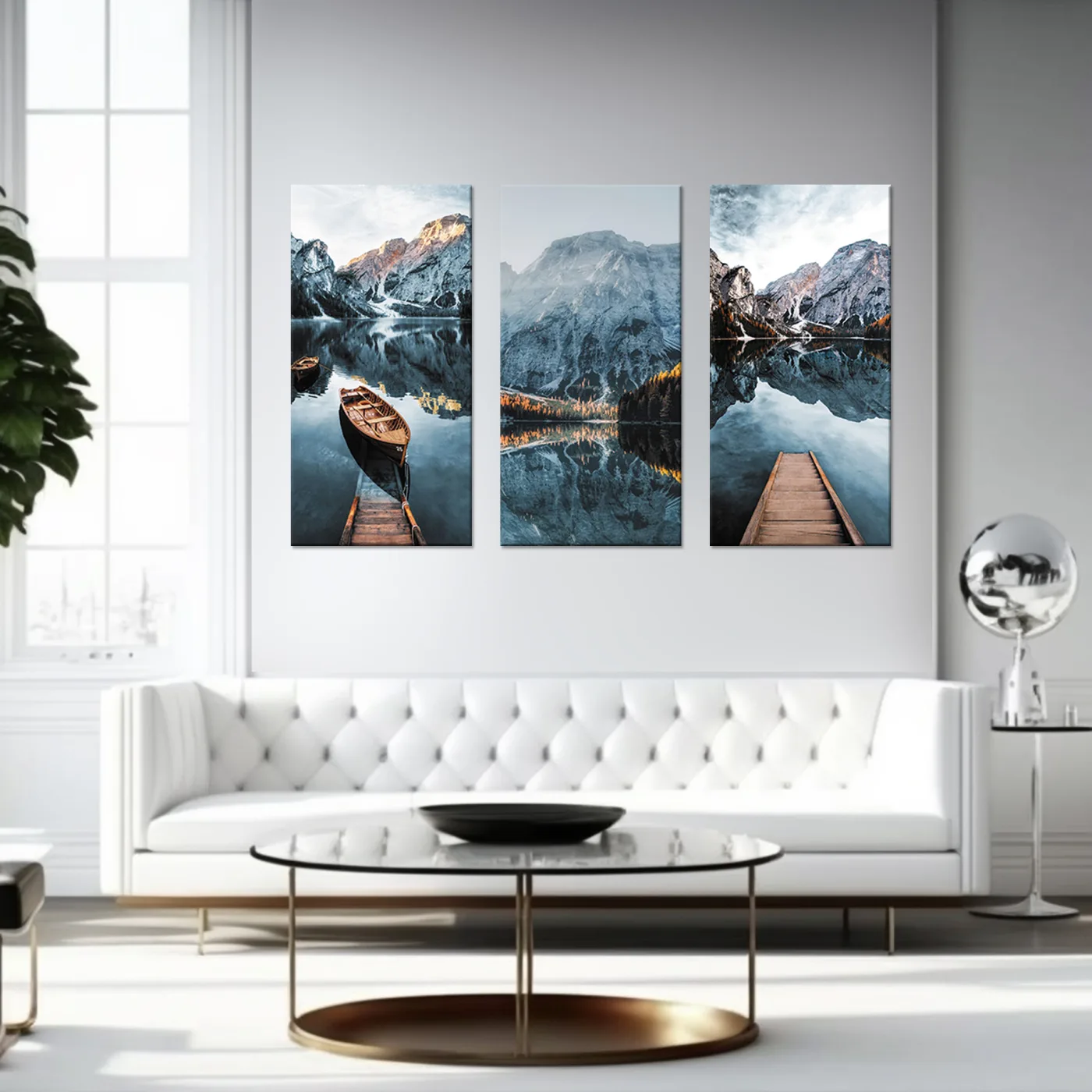 Tablou cu 3 piese 30x60 cm peisaj cu munti