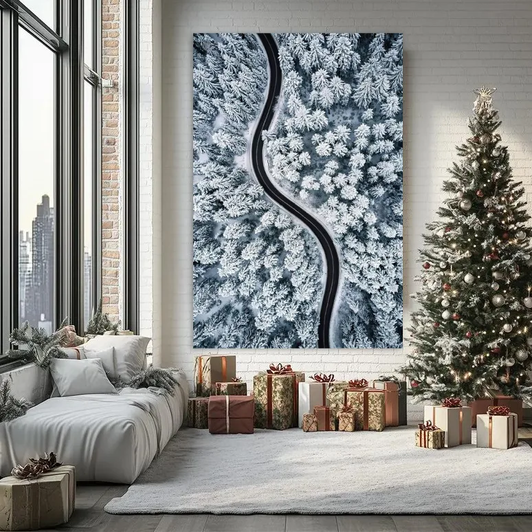 Tablou Canvas de Crăciun – Amprenta iernii — imaginea 2