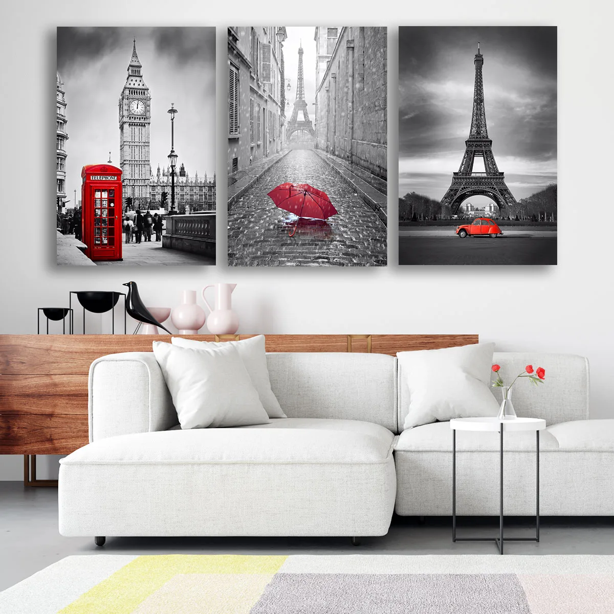 Set 3 piese tablouri canvas pe panza Travel — imaginea 3
