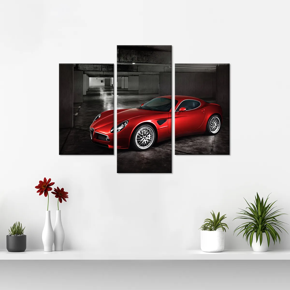 Tablou cu 3 piese Red Car - 2 buc 30x50cm, 1 buc 30x70cm — imaginea 2
