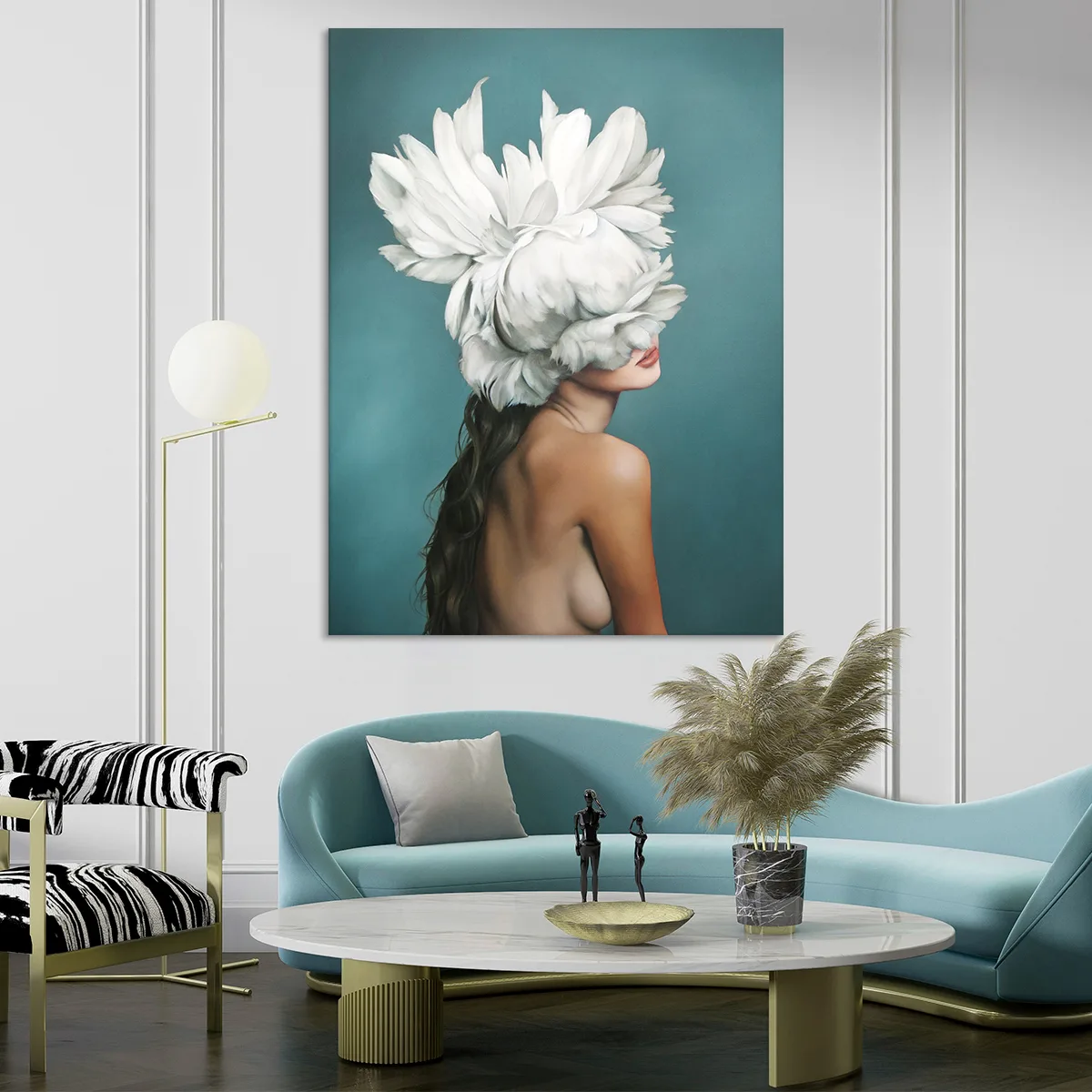 Tablou canvas turquoise flower portrait — imaginea 2